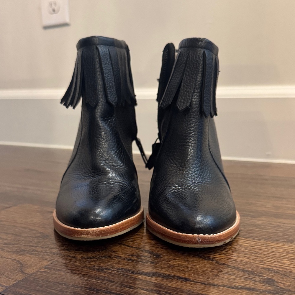 10 Crosby Derek Lam Black Ankle Boots with Fringe